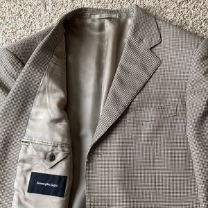 Ermenegildo Zegna Tan Checkered Blazer